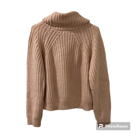 Ivy & Main Womens Tan Turtleneck Cropped Acrylic Chunky Knit Sweater Sz Large - Picture 2 of 8